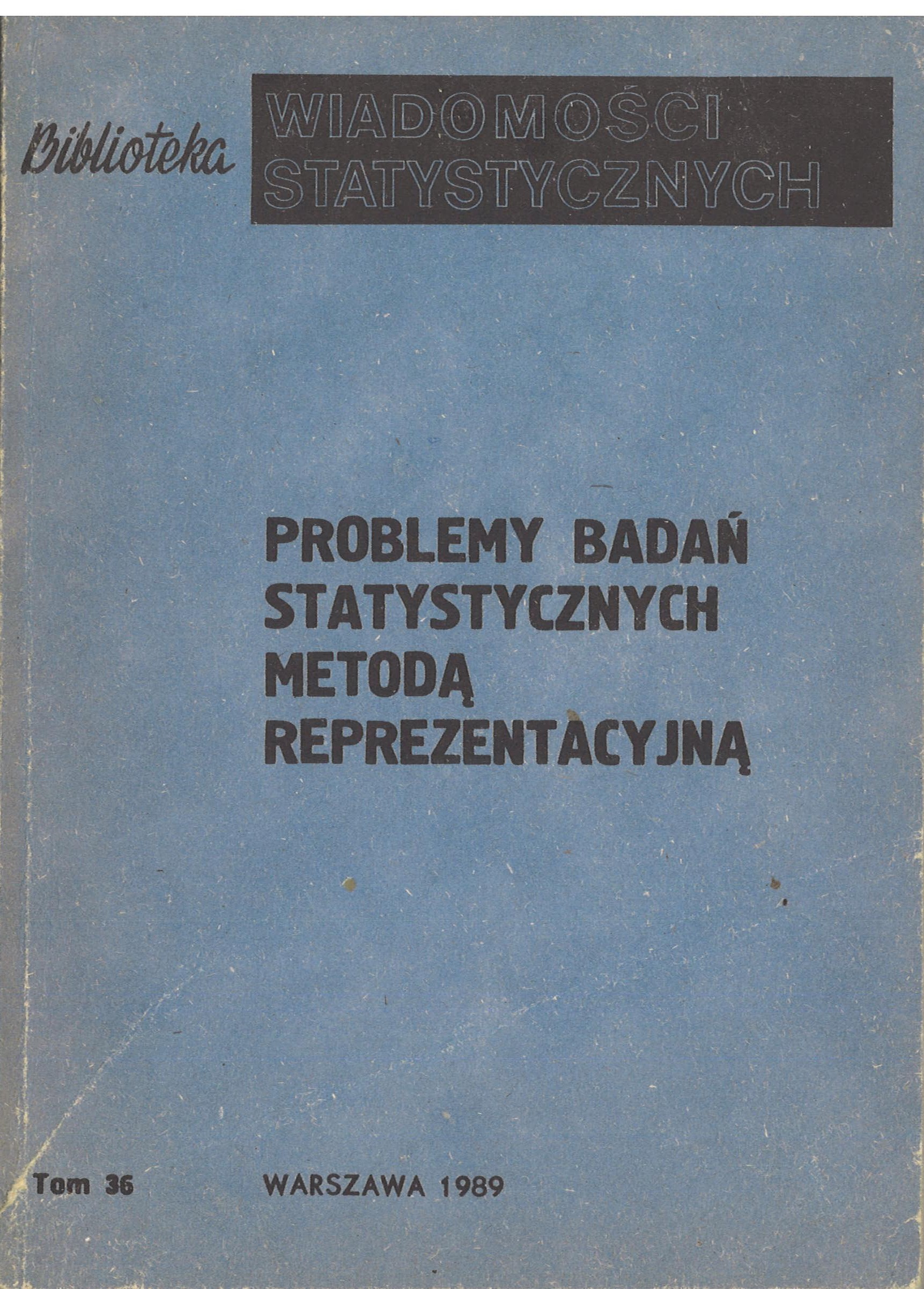 Okładka monografi - Problemy badań statystycznych metodą reprezentacyjną