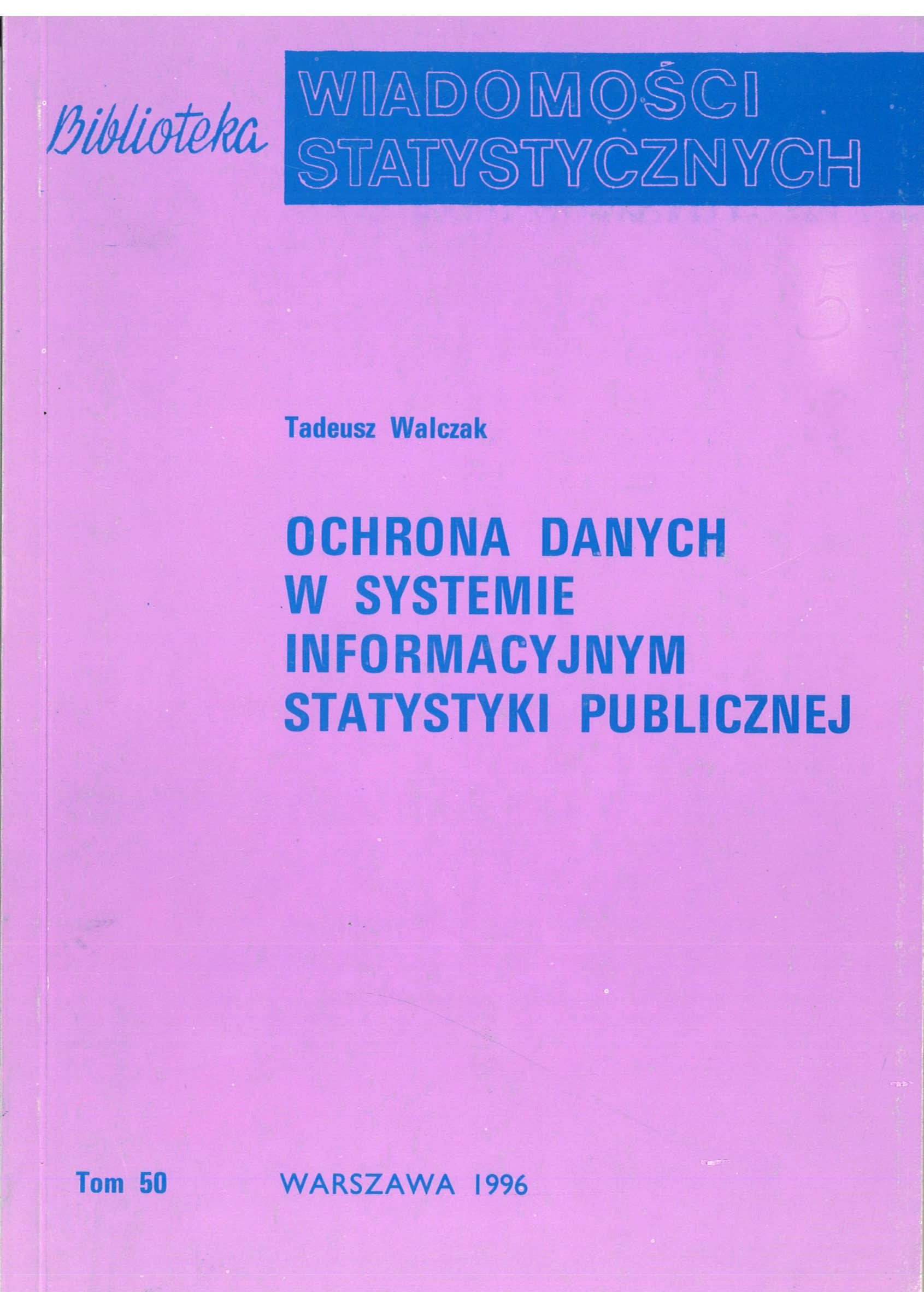 Okładka monografi - Ochrona danych w systemie informacyjnym statystyki publicznej