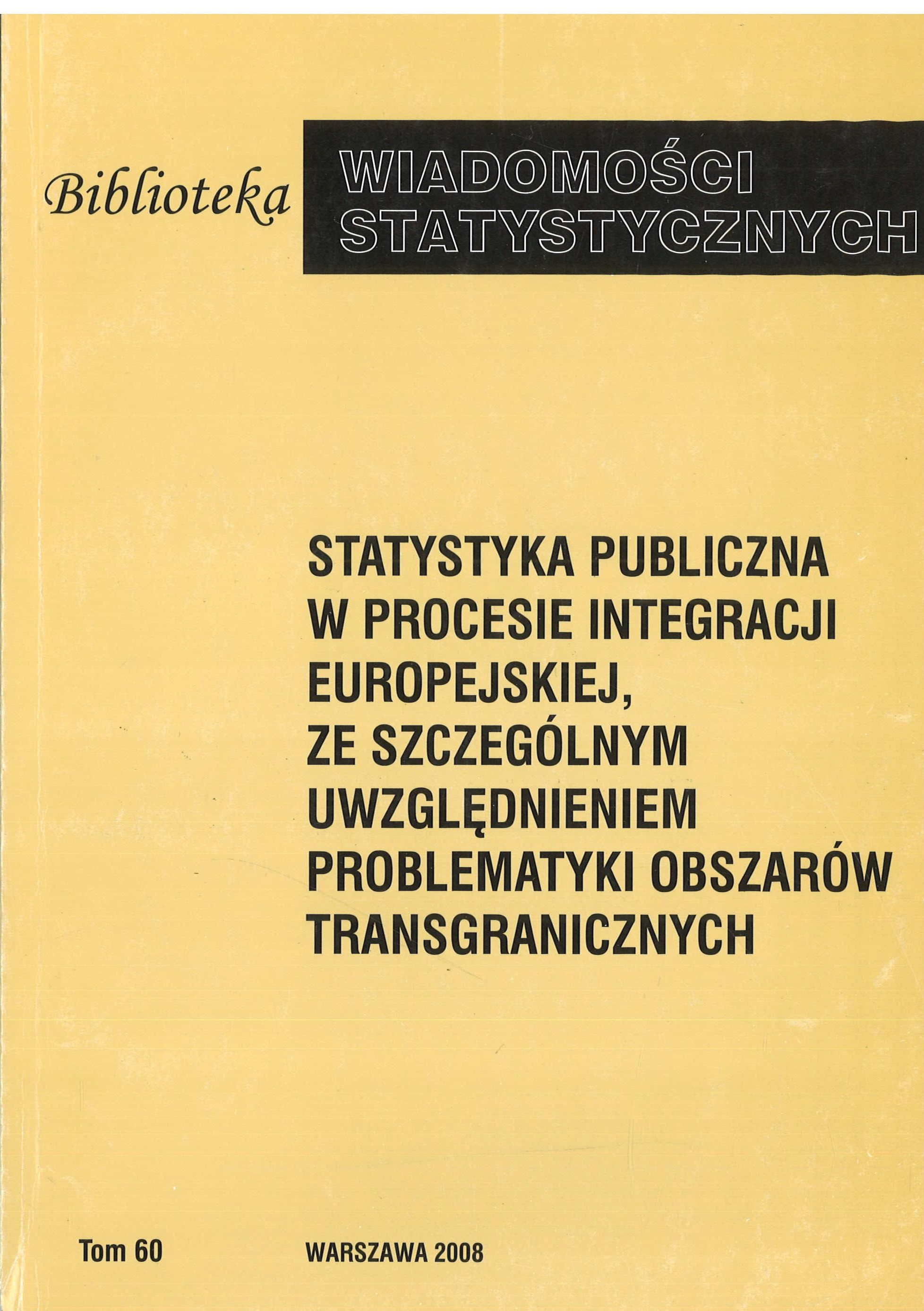 Okładka monografi - Statystyka publiczna w procesie integracji europejskiej, ze szczególnym uwzględnieniem problematyki obszarów transgranicznych